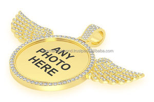 Unisex Hiphop Memorial Picture <b>Pendant</b> 925 <b>Solid</b> Silver Yellow <b>Gold</b> Plated VVS VS Lab Grown Diamond Custom Photo Fine Jewelry - Product Image 2