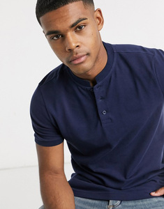 Men's Solid <b>Navy</b> Blue Short Sleeve Knitted Cotton <b>Polo</b> <b>Shirt</b> Casual Style Breathable Regular Fit - Product Image 2