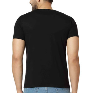 Camiseta para hombre, lisa, negra, de verano, mezcla de algodón - Product Image 2