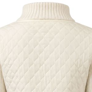 White AKA Quilted Sweater <b>Jacket</b> Women Zip Up Knit Outerwear Casual Fashion Cardigan Warm Layered Top Stylish Apparel - Product Image 3