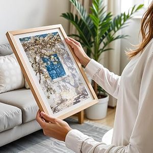 Cadre photo rectangulaire vintage moderne en bois massif pour chambre à coucher, salle à manger, couloir, montage mural - Product Image 4