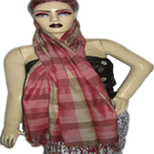 Bufanda de Moda de Sarga 100% Algodón Tejida a Mano, Chal Largo de Invierno con Bordado para Mujer, Hiyab Lowellcraft a Cuadros Teñido con Hilo - Product Image 1