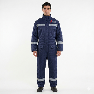 Combinaison de travail ignifuge en coton personnalisée à marque privée, uniforme de sécurité pour le travail avec des éléments réfléchissants, par un exportateur en gros. - Product Image 3