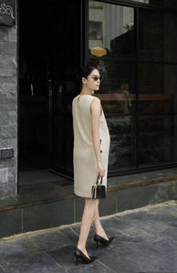 Vestidos Casuales de Verano sin Mangas, Tejidos en Poliéster, Spandex y Algodón, Transpirables, con Botones al Frente, Elegantes, Minimalistas, con Cuello Redondo - Product Image 2