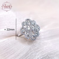 [Sheri Jewels] Anillo de Diamantes Naturales con Forma de Flor, Elegante y Grande, de Oro Blanco Sólido de 18K, con 2.01ct, Color F-G, Claridad SI1-2, para Mujer