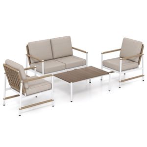 Juego de muebles de patio de 4 piezas con cojines gruesos y una mesa de centro - Product Image 4