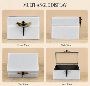 Luxury dusky Blue Color Mirror <b>Glass</b> Decorative Storage Box Key <b>Knob</b> Premium Jewelry Vanity Organizer Boxes Home Decor Lacquer - Product Image 4