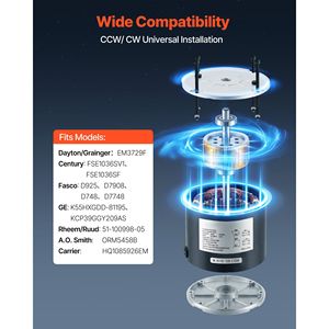 Condensatore Motore Ventilatore Condensatore 1/3HP 1075RPM 208-230V Compatibile GE Genteq K55HXGDD 81195 5KCP39GGY209AS Fasco Ricambio Sistemi HVAC - Product Image 6