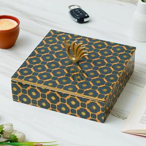 Boîte cadeau personnalisée Diwali au design moderne, boîte à fruits secs, plateau de service imprimé pour restaurant et mariage, plateau en bois - Product Image 3