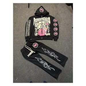 Conjunto de Sudadera con Capucha para Hombre Problem Child, Estampado de Cerebro Negro y Rosa, Ropa Deportiva, Pantalones Jogger, Chaqueta con Cierre, Ropa de Invierno Ecológica 100% - Product Image 1