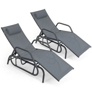 Chaise longue d'extérieur avec accoudoirs et coussin, chaise longue confortable pour se prélasser au soleil - Product Image 6
