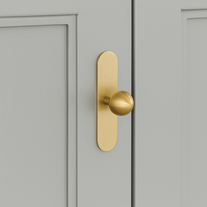 Bouton de meuble moderne en laiton massif en forme de boule avec plaque arrière carrée, finition or brossé, pour tiroirs de cuisine et armoires - Product Image 4