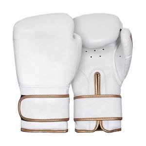 Guantes de Boxeo Profesionales de Cuero PU para Hombre y Mujer, para Entrenamiento de Muay Thai, Sparring, Kickboxing, Golpeo de Saco, Color Blanco y Dorado, 12oz - Product Image 1