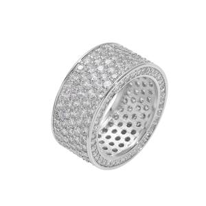 Luxury <b>925</b> <b>Silver</b> Diamond Pave Eternity Band <b>Ring</b> Round Brilliant Cut Micro Insert Unisex Wedding Style - Product Image 1