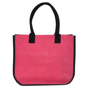 Professional Supplier Selling Best Quality <b>Plane</b> Red Color PP Laminated Tote Jute <b>Bag</b> with Weaved Padded Handle from India - Product Image 1