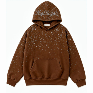 Sudadera con Capucha Unisex Extra Grande, Personalizada con Cristales de Imitación, 100% Algodón, Tejido de Felpa, Transpirable y de Secado Rápido, Estilo Urbano - Product Image 1