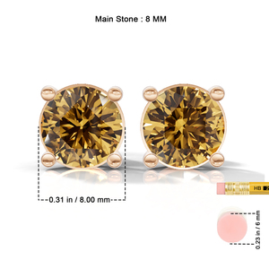 Heerani Jewels Natural Round <b>Citrine</b> 925 Sterling Silver Classic Stud Vermeil Rose Gold Unisex <b>Earrings</b> - Product Image 6