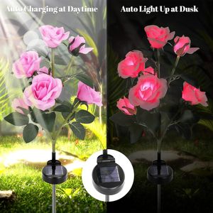 Set di 2 Rose Solari da Esterno con 14 Fiori, LED Impermeabili che Cambiano Colore, Pali da Giardino Alimentati a Energia Solare, Luce Bianca Calda, Certificati ROHS, Blu - Product Image 5