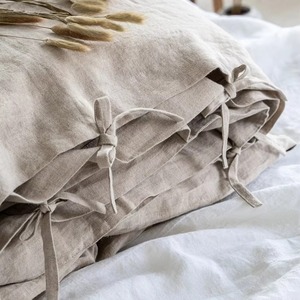 Parure de lit 100 % lin pur, draps et housses de couette écologiques, style simple, lavées, pour la maison - Product Image 4