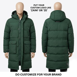 ZAINI 500g Waterproof Windproof Polyester Puffer <b>Jacket</b> <b>Long</b> Hooded Forest Green Quilted Panels Camouflage Pattern <b>Men's</b> Winter - Product Image 1