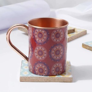 แก้วทองแดงตีลายสไตล์วินเทจกลางศตวรรษ ภาชนะโลหะทนทานสำหรับกาแฟและชา - Product Image 6
