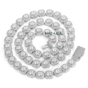 S925 Moissanite Statement Necklace Octagon Cut Bezel Setting 18K Solid Gold Rhodium Plated Women's Luxury Jewelry - Product Image 1