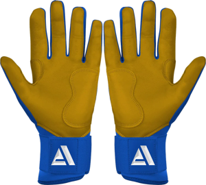 High Quality premium Leather Customizable Baseball Batting <b>Gloves</b> royal blue premium leather and Closure <b>type</b> hook and loop - Product Image 2