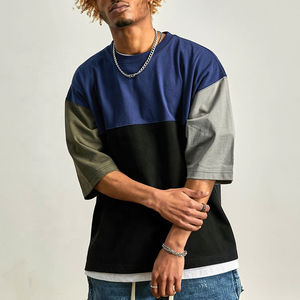 T-shirt surdimensionné personnalisé pour homme, 100 % coton, blocs de couleur, style streetwear, collection 2026, fabricant de vêtements OEM sous marque privée - Product Image 4