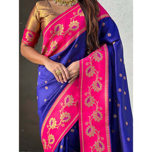 Sari en soie douce violette Elite Weaves Lotus Paithani 650g pour mariages - Product Image 4
