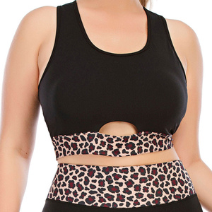Conjunto de Yoga sin Mangas con Estampado de Leopardo Negro, Corte Recortado, Cintura Alta, Talla Grande, 2 Piezas, Ropa Deportiva, Precio al por Mayor RTS - Product Image 5