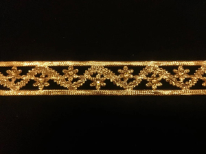 New Metallic Gold <b>Beaded</b> Floral Ribbon Lace <b>Trim</b> With for Decoration of Dresses for Crafting Sewing and Cloth Accessories - Product Image 2