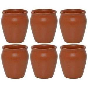 Ensemble de 6 tasses à thé en céramique Kulhad en terre cuite, accessoires de bar classiques réutilisables pour la maison - Product Image 1