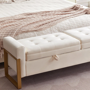 Meubles de maison, meubles de salon, tabouret et ottoman, style moderne du milieu du siècle, velours vietnamien, bois, BENCH MD08 - Product Image 2