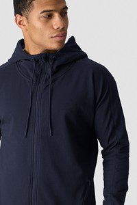 Sudadera con capucha y cremallera para hombre, azul marino, corte regular, informal, de felpa francesa, para otoño - Product Image 4