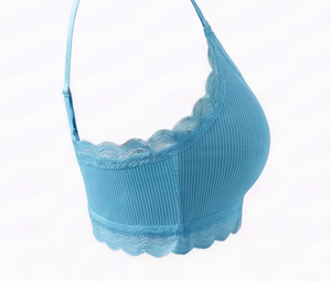 Ensemble soutien-gorge sans armatures et culotte hipster bleu clair pour femme avec bordure en dentelle, taille mi-haute, respirant, pour usage quotidien - Product Image 5