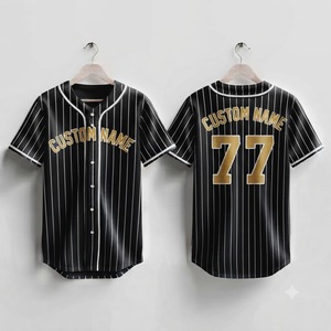 Camiseta de Béisbol Personalizada con Rayas Blancas y Azul Marino, Uniforme Deportivo Transpirable con Botones para Hombre, Ropa de Equipo Sublimada al por Mayor - Product Image 6