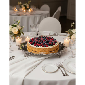 Support à gâteau en métal finition couleur argent, très vendu, de forme ronde, pour table, vaisselle d'hôtel, accessoires décoratifs pour gâteaux - Product Image 1