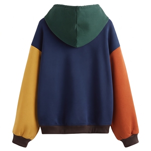 Sweat à capuche multicolore pour homme avec empiècements contrastants verticaux, cordon de serrage réglable et poche kangourou - Product Image 2