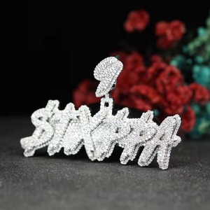 Iced Moissanite 925 <b>Silver</b> 18K Gold Plated Letter Name <b>Pendant</b> Hip Hop Custom Rapper Bling Luxury Style <b>Initial</b> <b>Pendant</b> Men's - Product Image 1