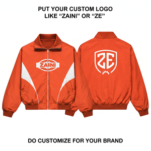 Premium 110 GSM Polyester <b>Canvas</b> Waterproof Windproof Breathable Winter Windbreaker <b>Jacket</b> Orange White Panel Custom Digital - Product Image 1