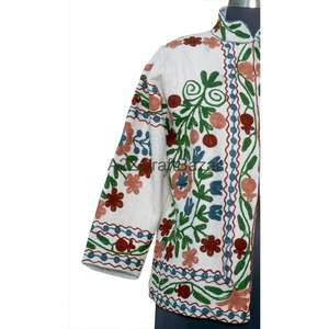 Chaqueta Bordada de Algodón Ecológico con Volantes Tejidos a Mano y Diseño Floral, Estilo Boho Vintage para Mujer, A2ZCraftBazar - Product Image 2