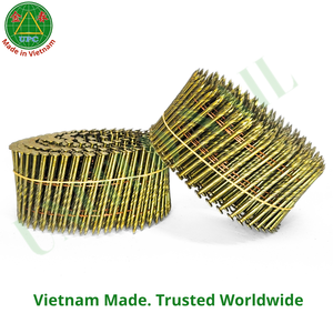 2.5x50 mm Industrial Coil <b>Nails</b> Smooth/Screw Shank Checkered Head Zinc Yellow-Chromate Plated Steel for Pallet Making Vietnam's - Product Image 1