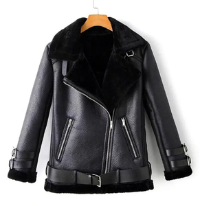 <b>Women</b> Genuine Leather Eco-Friendly <b>Vintage</b> Bomber <b>Jacket</b> with Fur Trim Zipper Closure Winter Wear Moto Biker Style - Product Image 1