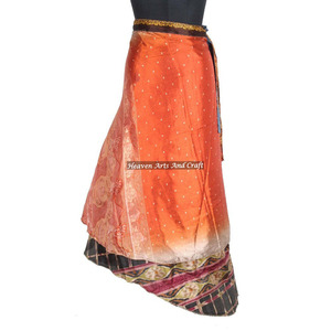 New Saree Multi Wear Wrap <b>Skirt</b> Reversible <b>Long</b> Silk Wrap <b>Skirt</b> Indian <b>Long</b> Silk Rapron for Girls Manufacturer Wholesaler - Product Image 3