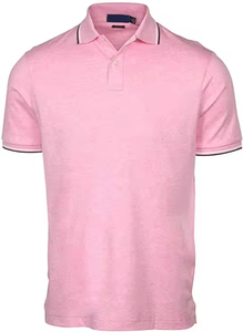 เสื้อโปโลผู้ชายแขนสั้นลายทางสีดำ ทรงลำลอง ใส่สบาย - Product Image 3