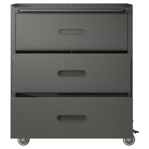 Armoire de rangement métallique robuste à 3 tiroirs avec roulettes, noir/gris, pour la maison, le bureau ou le garage – Solutions d'organisation - Product Image 6