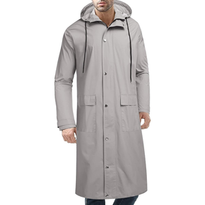 Chaqueta Impermeable de Poliéster Negra para Hombre, con Revestimiento de PU, Capucha, Cierre de Cremallera, Múltiples Bolsillos, Cortavientos, para Senderismo - Product Image 3