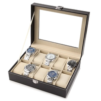 Boîte à montre en carton réutilisable haut de gamme avec logo personnalisé imprimé en relief, finition bronzée, revêtement UV, doublure en éponge, étuis cadeaux portables pour hommes