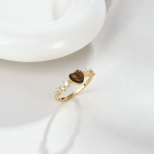 แหวนพลอยหยกทรงหัวใจสีน้ำตาลวินเทจ - Product Image 4