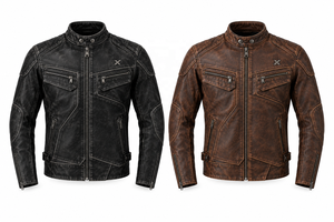 Chaqueta de Motociclista Clásica de Cuero Desgastado |   Negro Marrón Borgoña |   Fabricante OEM ODM |   Diseño de Calidad Premium | Ropa de Carreras - Product Image 5